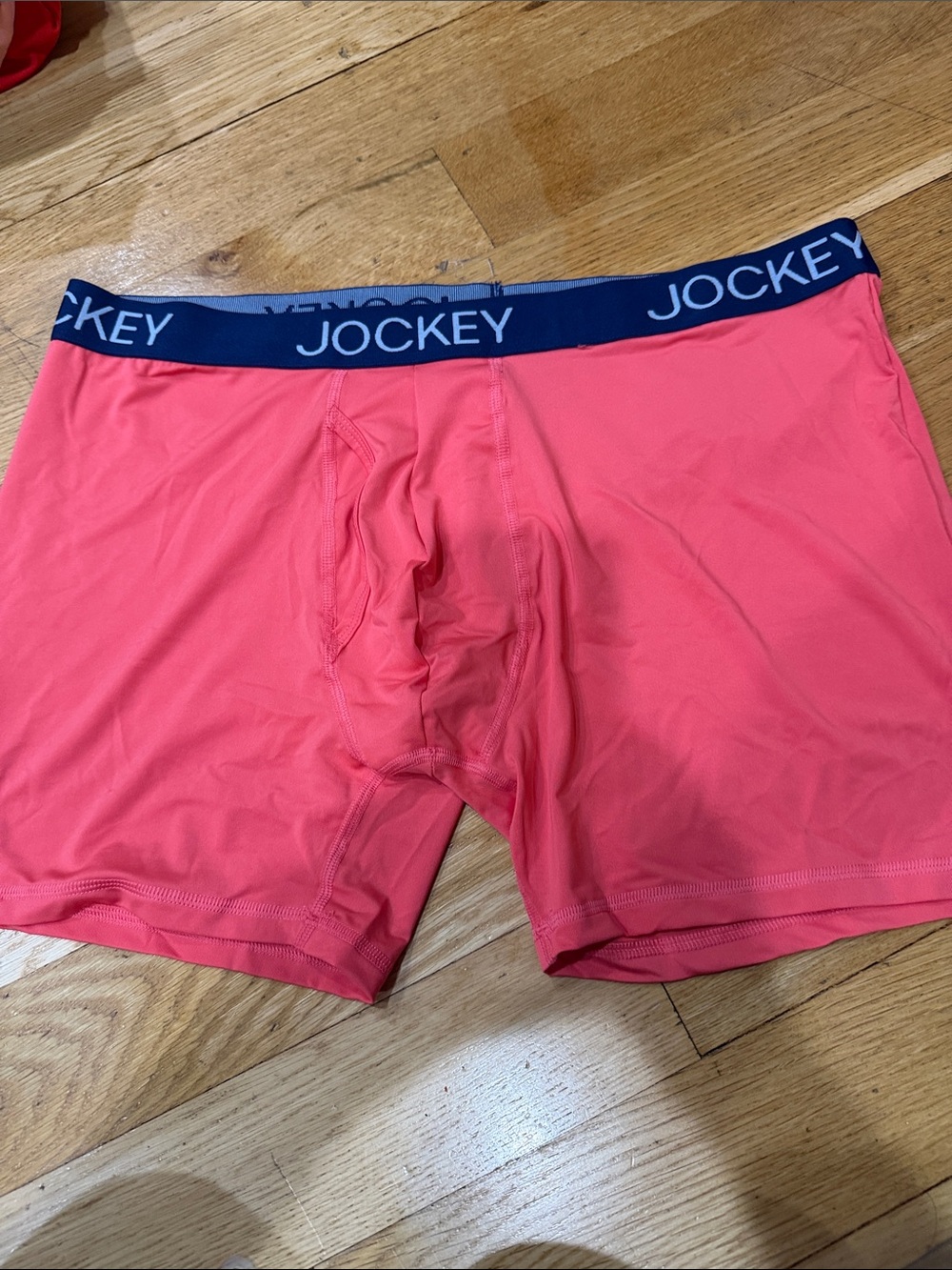 Jockey Coral Boxer Briefs with Navy Logo Waistband